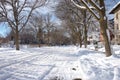 Snowy Street and Park in St. Paul